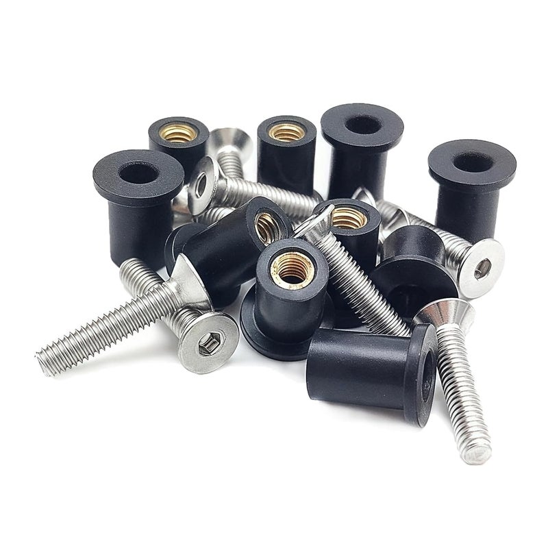 MAYEHAY 24 Pairs of M4 Neoprene Well Nuts M4 x 20mm Stainless Steel Hex Socket Bolts Well Nuts Kit for Kayak Motorcycle Windscreen Accessories,Neoprene nut Contains Brass Nuts Copper nut - Image 4